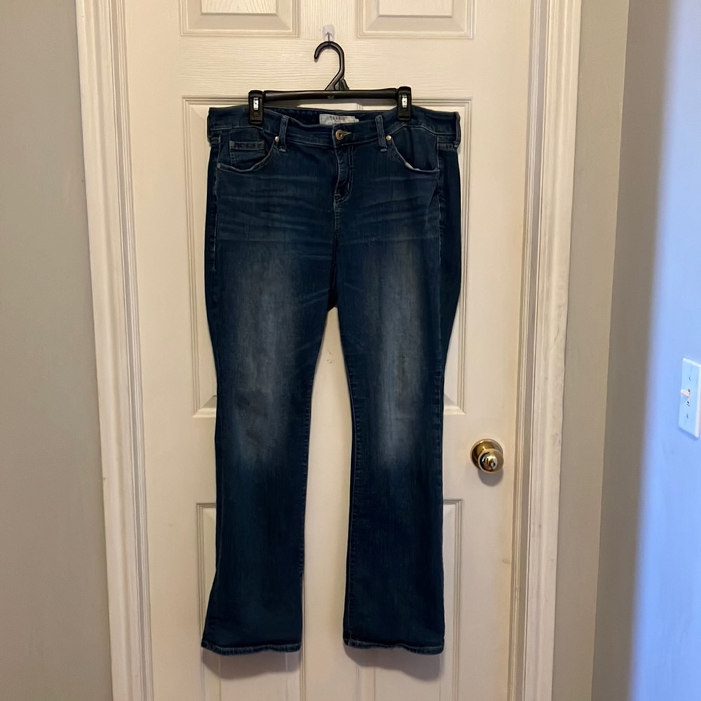 Dark blue, bootcut denim jeans. Size 14R by Torrid!